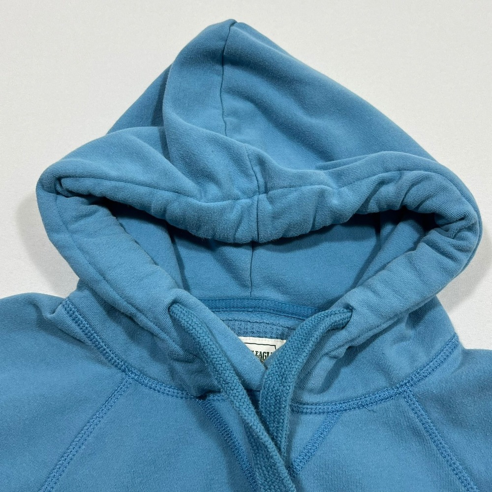 American Eagle Hoodie Oversized Ribbed Fleece Pullover Blue Split Hem Women L - Picture 9 of 14